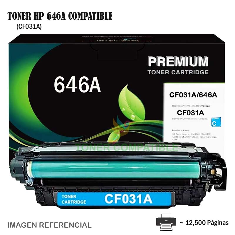 Toner Compatible 646A HP CF031A Cyan Toner Compatible 646A HP CF031A Cyan