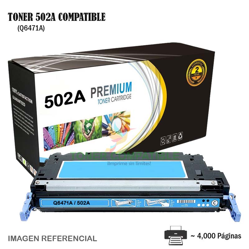 Toner Compatible 502A HP Q6471A Cyan Toner Compatible 502A HP Q6471A Cyan