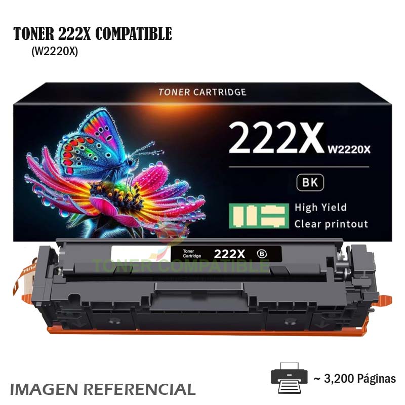 Toner Compatible 222X HP W2220X Black Toner HP LaserJet 3388fdn 222X Genérico (W2220X) Sin Chip