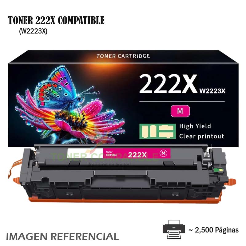 Toner Compatible 222X HP W2223X Magenta Toner HP LaserJet 3203dw 222X Genérico (W2223X) Sin Chip